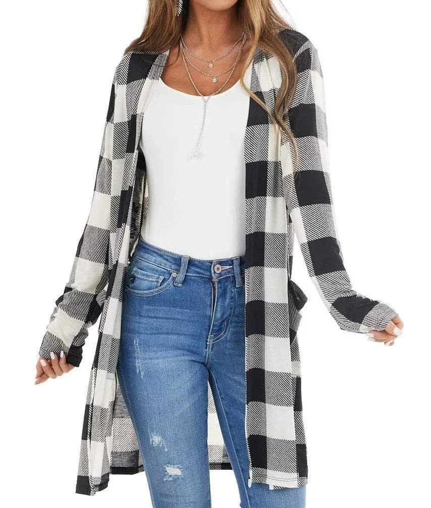 Women's Buffalo Plaid Kimono Cardigan