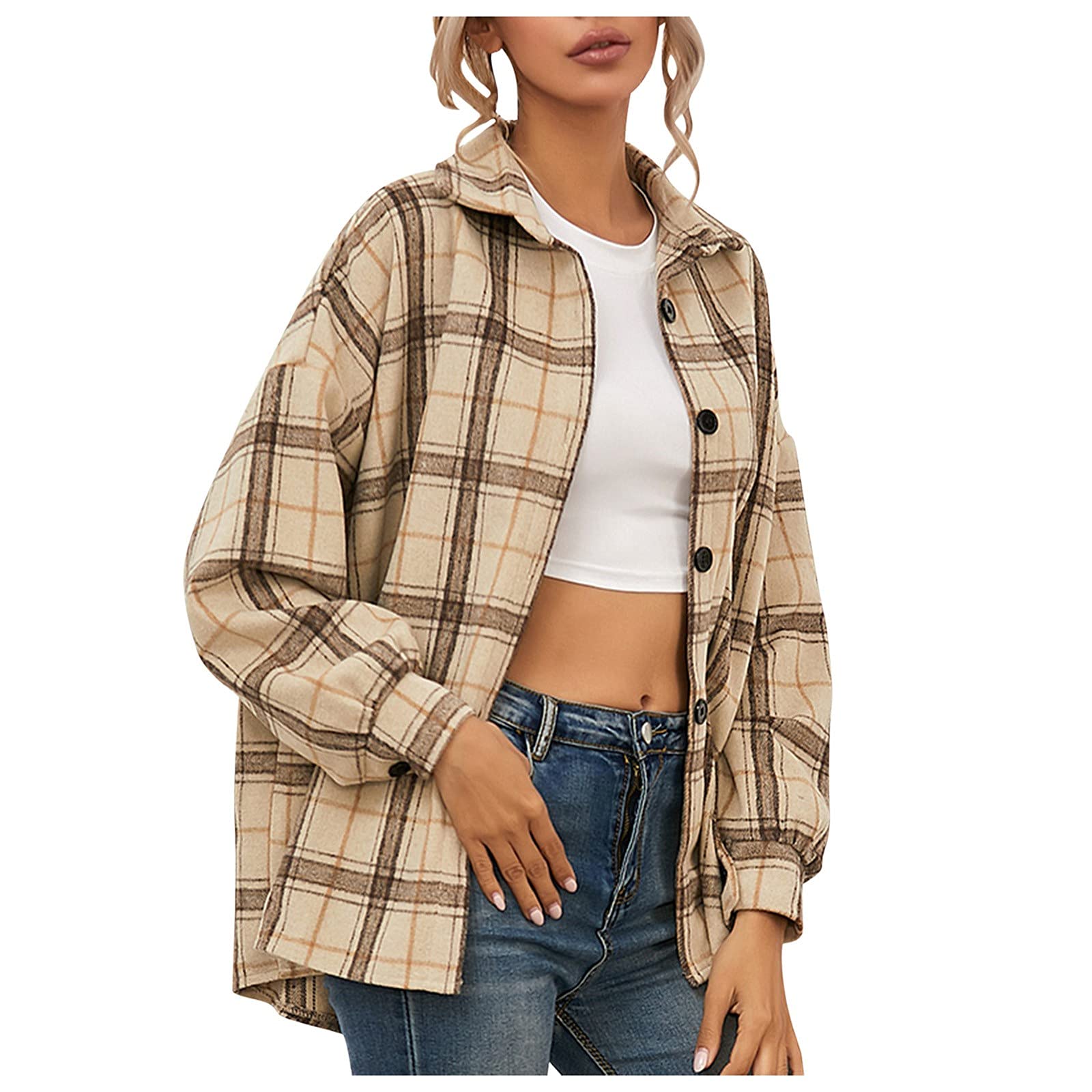 2023 Fall Casual Plaid Flannel Shirts for Women